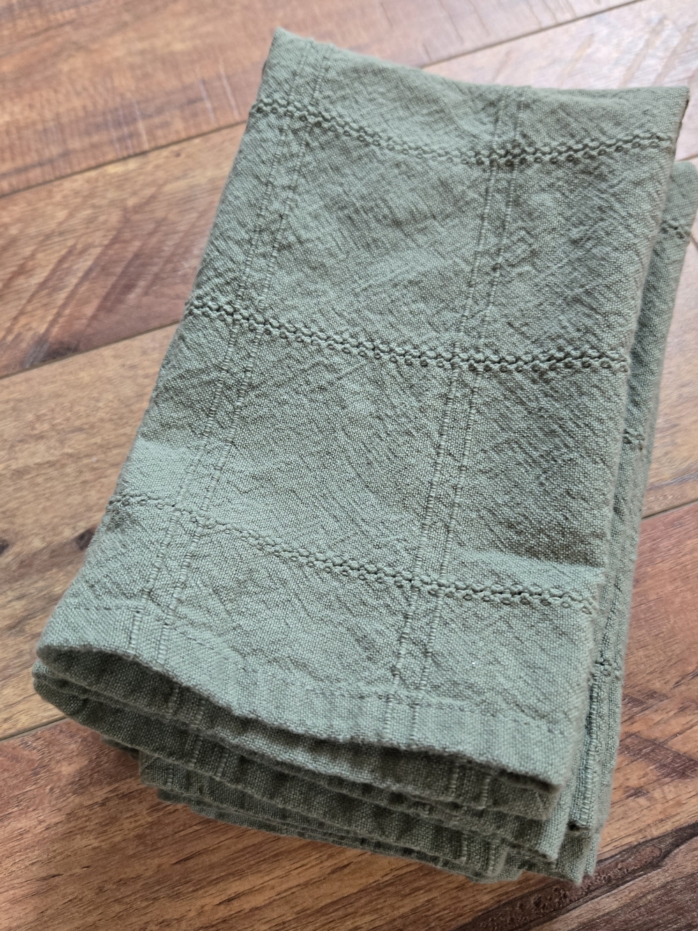 Sage Green Textured 100% Cotton Dining Napkins - Set of 8